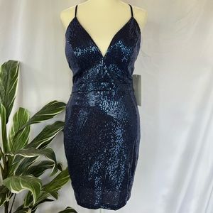 NWT Love, Nickie Lew navy blue sequins party dress size M
